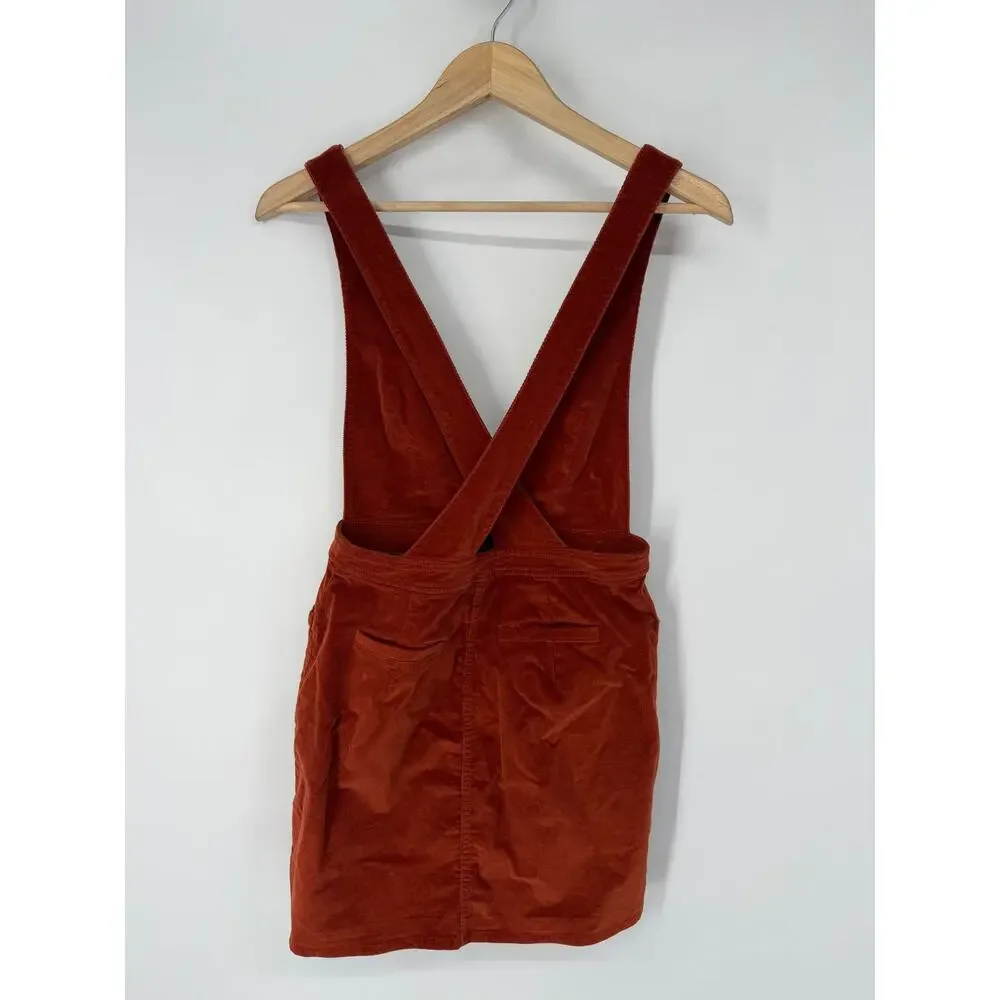 Free People Old School Love Corduroy Pinafore Mini Dress Plunge Sleeveless